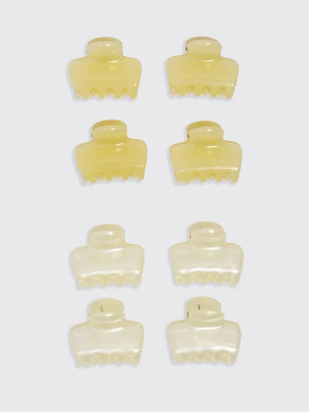 Pearlized Cream & Butter Yellow Mini Jelly Cloud Clips 8pc Set